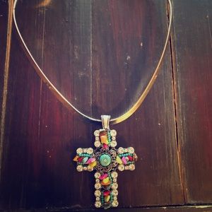 Multicolored cross necklace